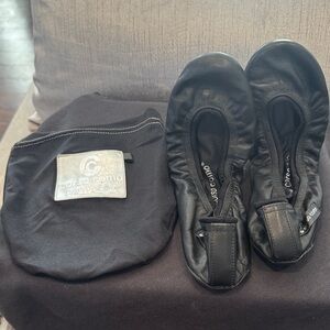 Corso Como Ballasox Black Leather Foldable Flats w/ Pouch Size 8
